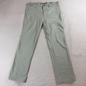 Mens Slim Chino Pants Stretch 32x30 Fits Like 34 X 28 Green Casual Workwear Flat